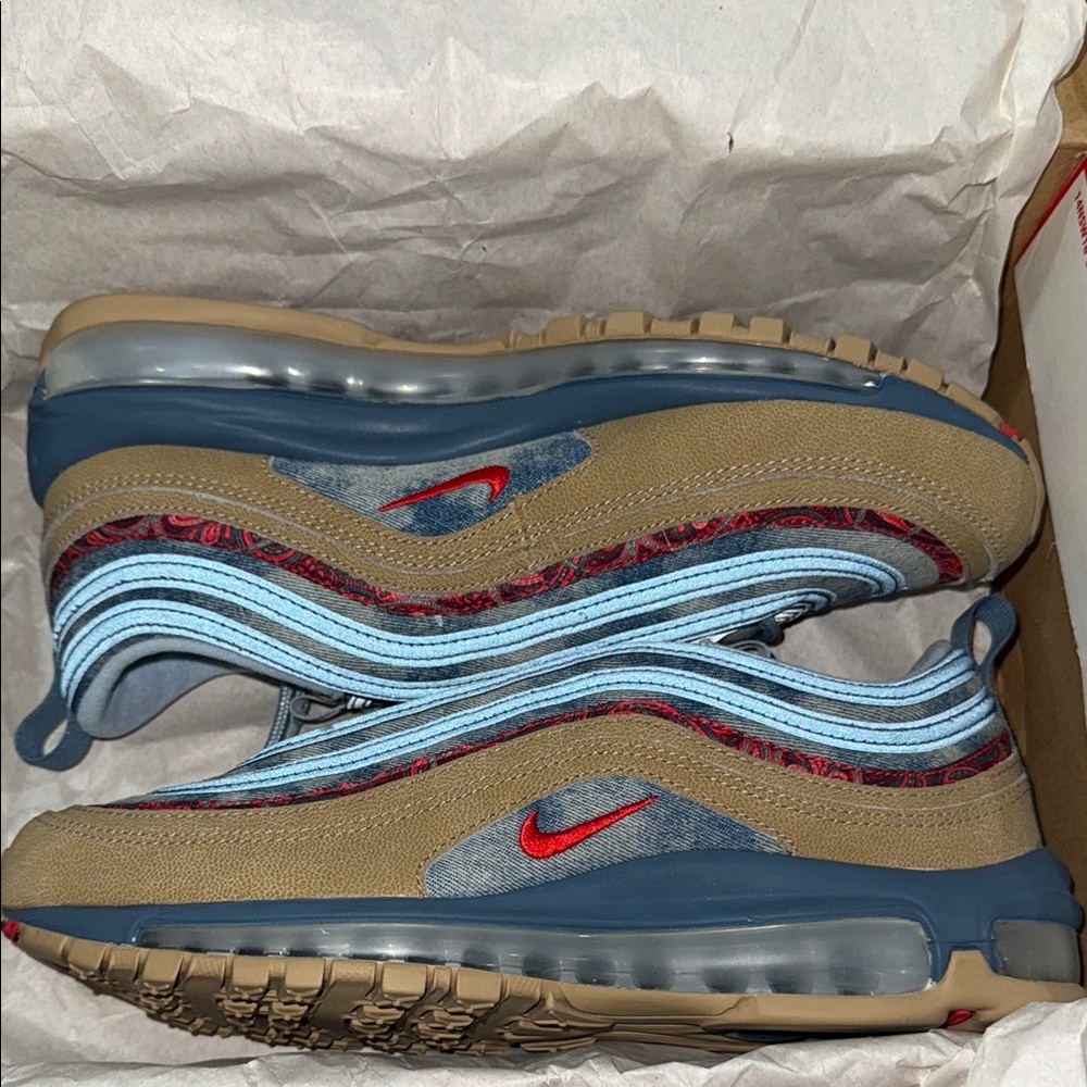 Nike Air Max 97 Sneakers in Blue and Tan